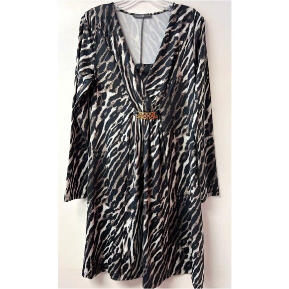 Signature Collection Animal Print Gold Hardware Dress Size 2X 22W-24W Plus Party - Picture 1 of 11